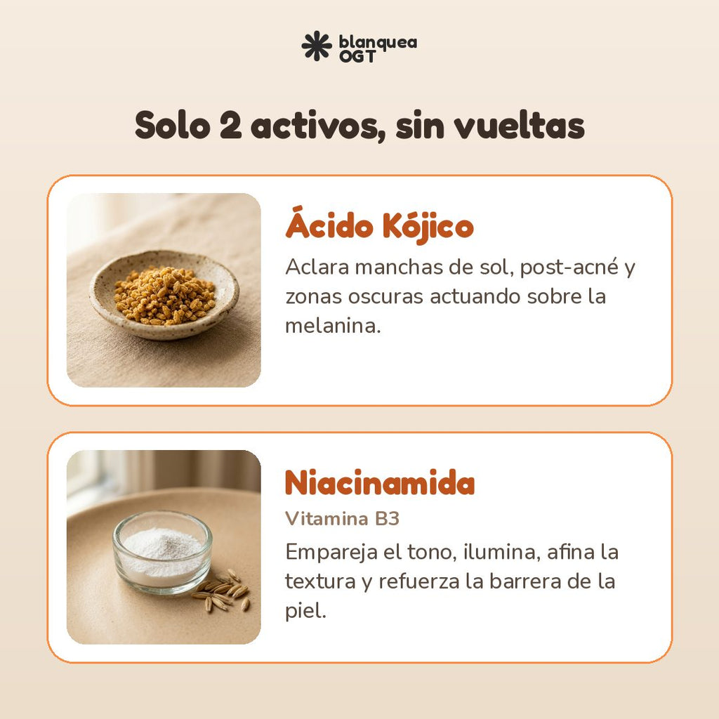 Activos reales: Acido Kojico y Niacinamida (Vitamina B3) - Jabon BlanqueaOGT