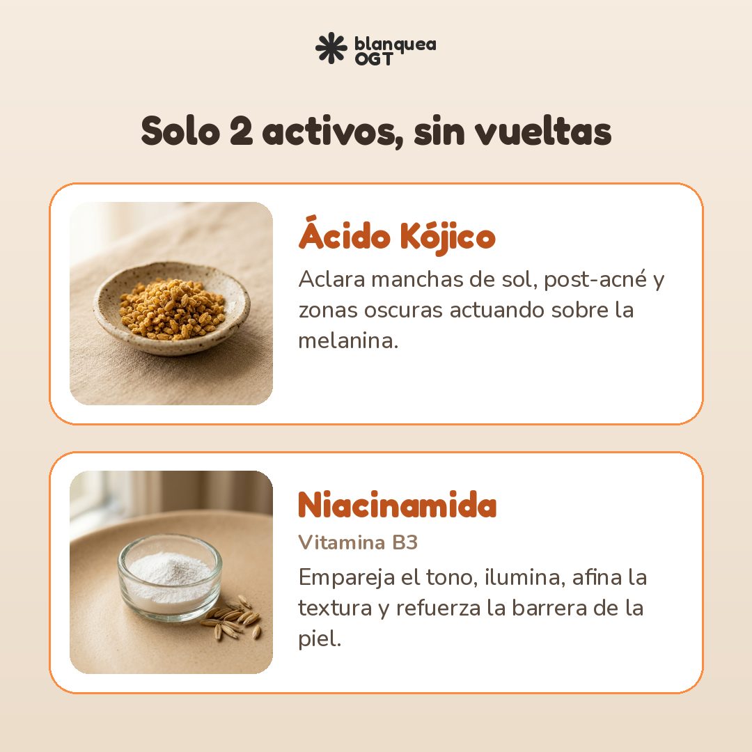 Activos reales: Acido Kojico y Niacinamida (Vitamina B3) - Jabon BlanqueaOGT